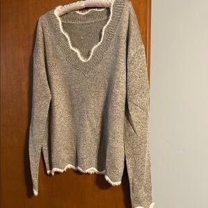 Gray V-Neck Women's Sweater